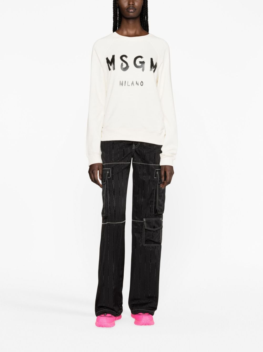 MSGM logo-print cotton T-shirt - Beige