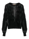 TWINSET feather-detail cable-knit jumper - Black