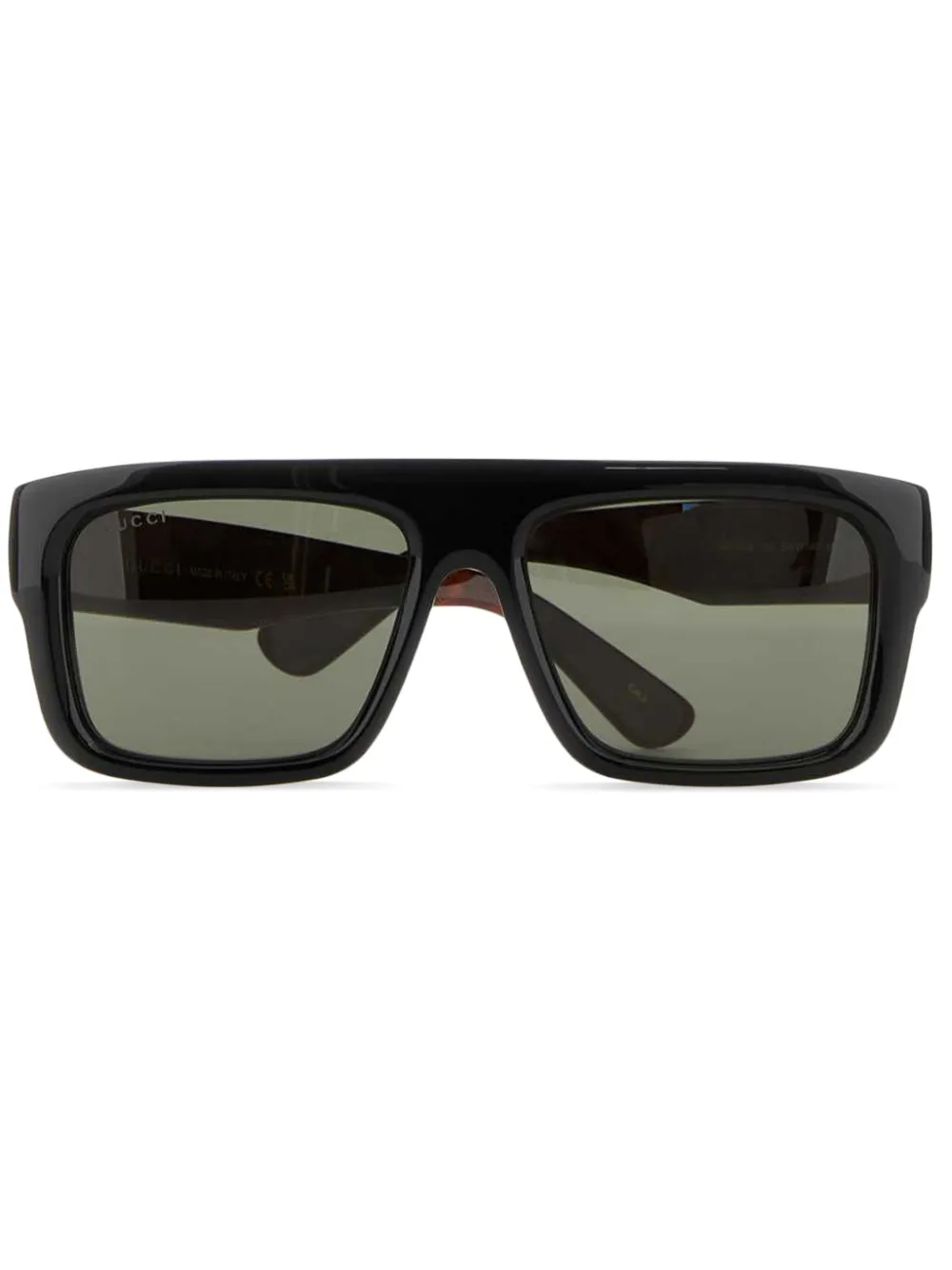 Gucci Eyewear tortoiseshell-effect detail rectangle-frame sunglasses | Black | Image 1