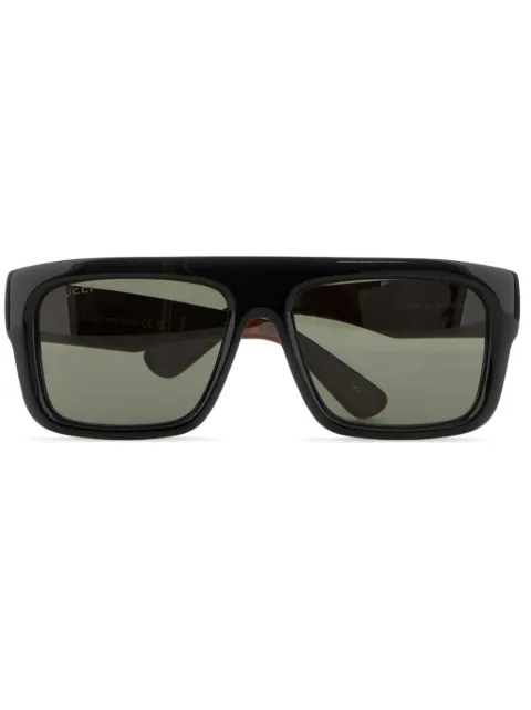 Gucci Eyewear lentes de sol con armazón rectangular estilo carey 