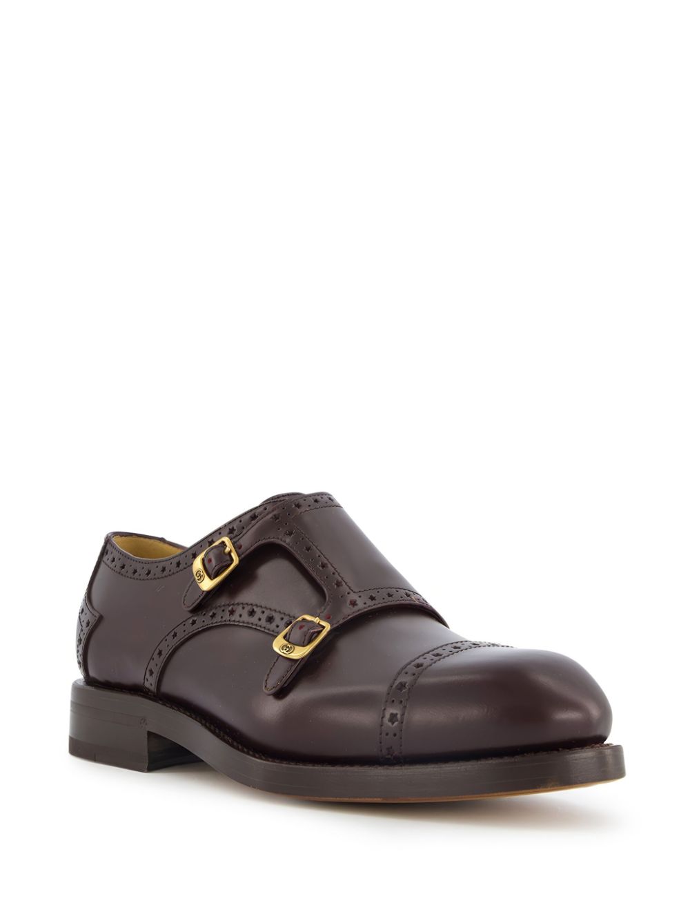 Gucci buckle-detail leather monk shoes - Red