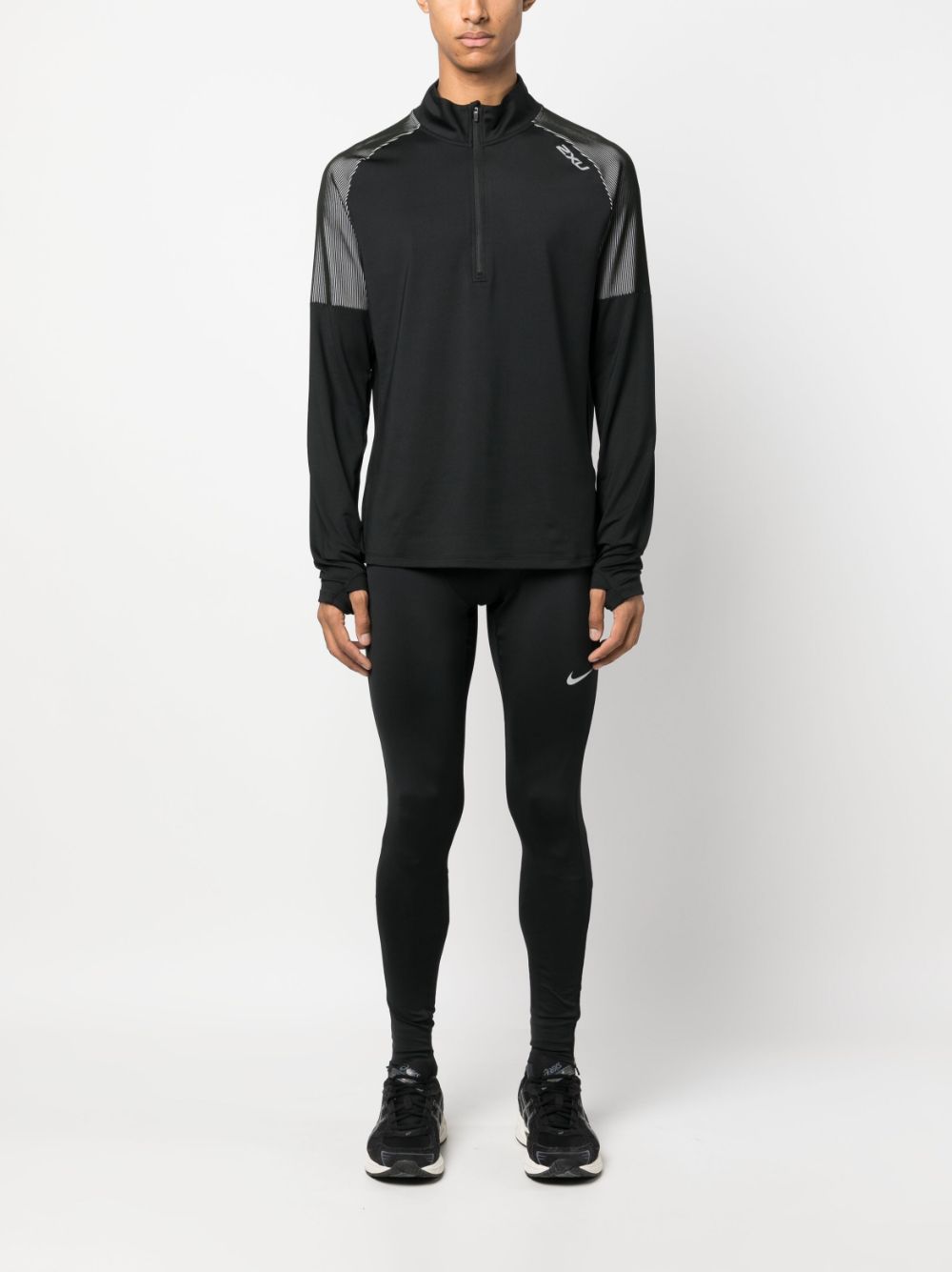 Nike Swoosh logo-print running leggings - Zwart