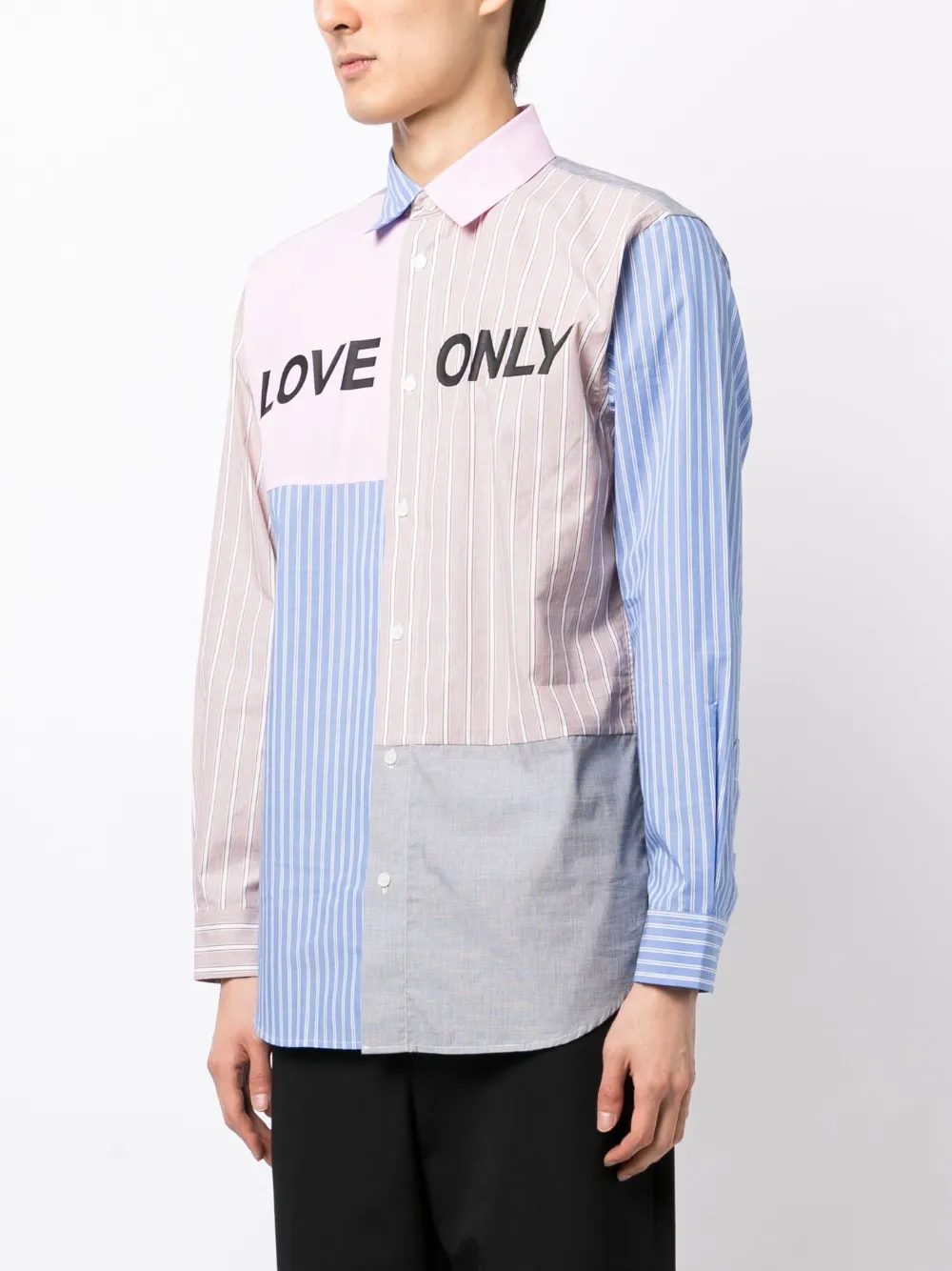 Shop Ports V Slogan-print Patchwork Cotton Shirt In Multicolour