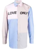Ports V slogan-print patchwork cotton shirt - Multicolour