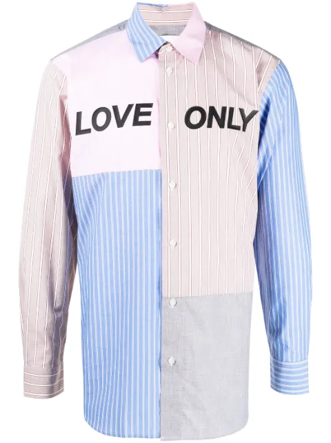 Ports V slogan-print patchwork cotton shirt