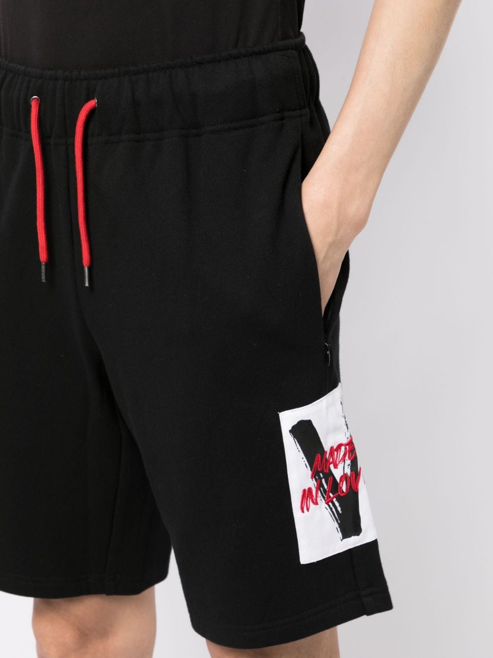 Shop Ports V Logo-patch Jersey Track Shorts In Black
