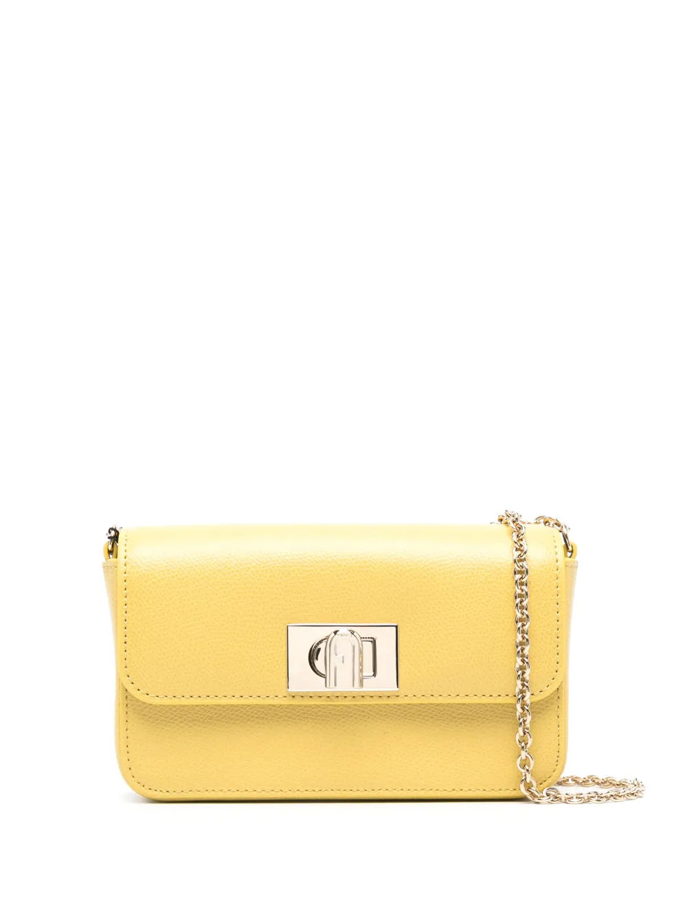 Furla 1927 レザーショルダーバッグ ミニ - イエロー Furla 1927 レザーショルダーバッグ ミニ - イエロー