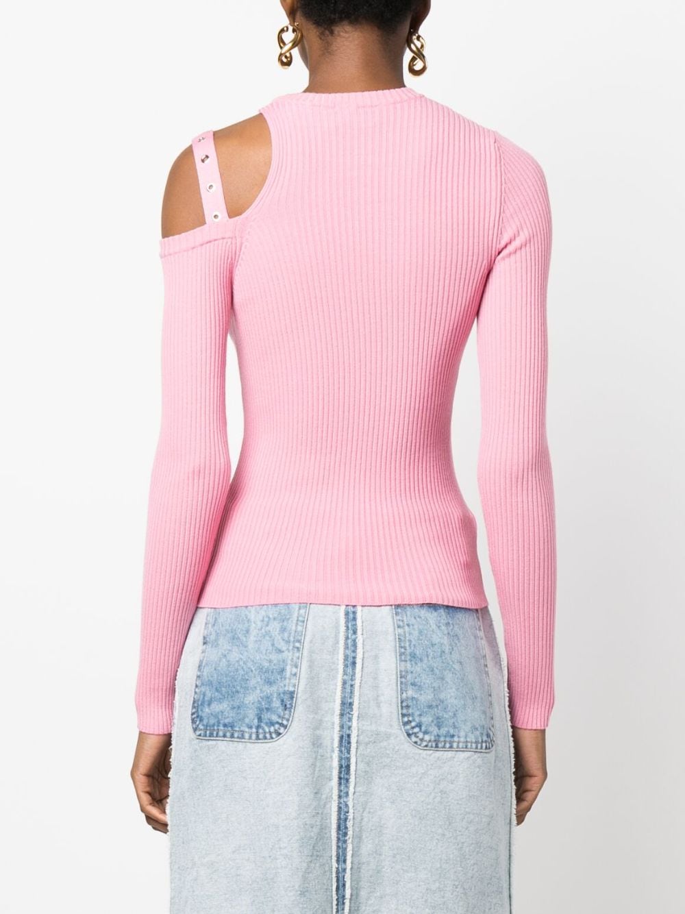Shop Blumarine Cut-out Ribbed Jumper In Pink