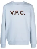 A.P.C. VPC flocked-logo cotton sweatshirt - Blue