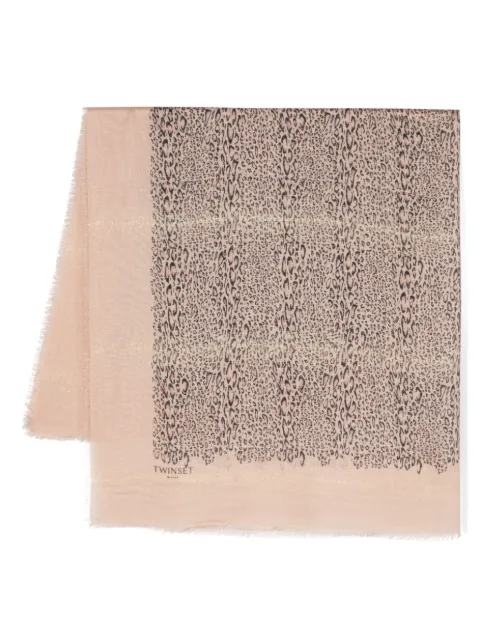 TWINSET leopard-print frayed scarf