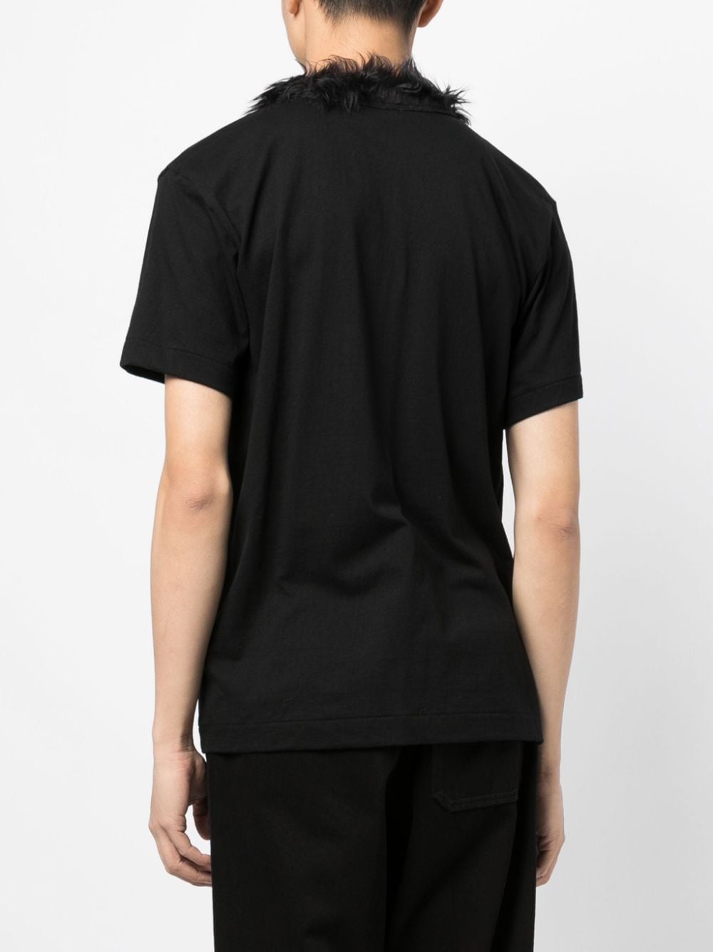 Shop Comme Des Garçons Homme Deux Faux-fur Collar Cotton T-shirt In Black