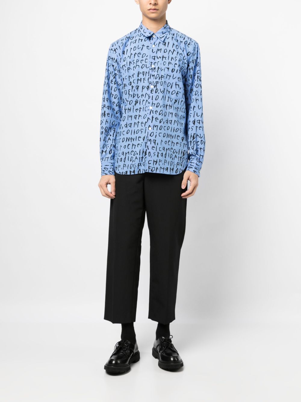 Comme des Garçons Homme Plus text-print classic-collar shirt - Blue