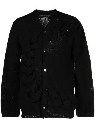 Comme Des Garcons Homme Plus braided band V neck Cardigan Black FARFETCH HK