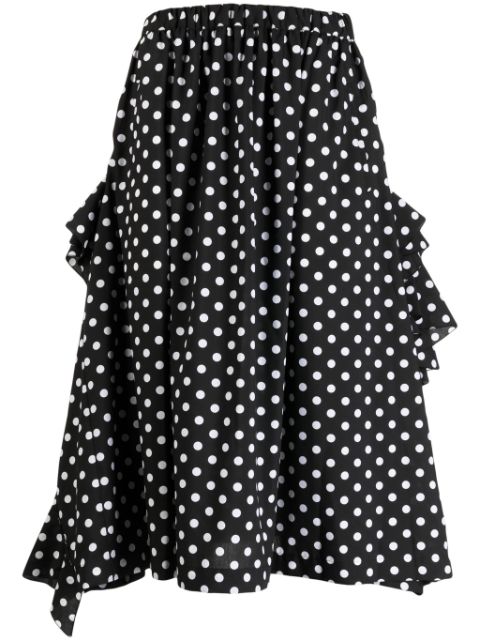 Comme Des Garçons Comme Des Garçons ruffled-detail polka dot-print midi skirt