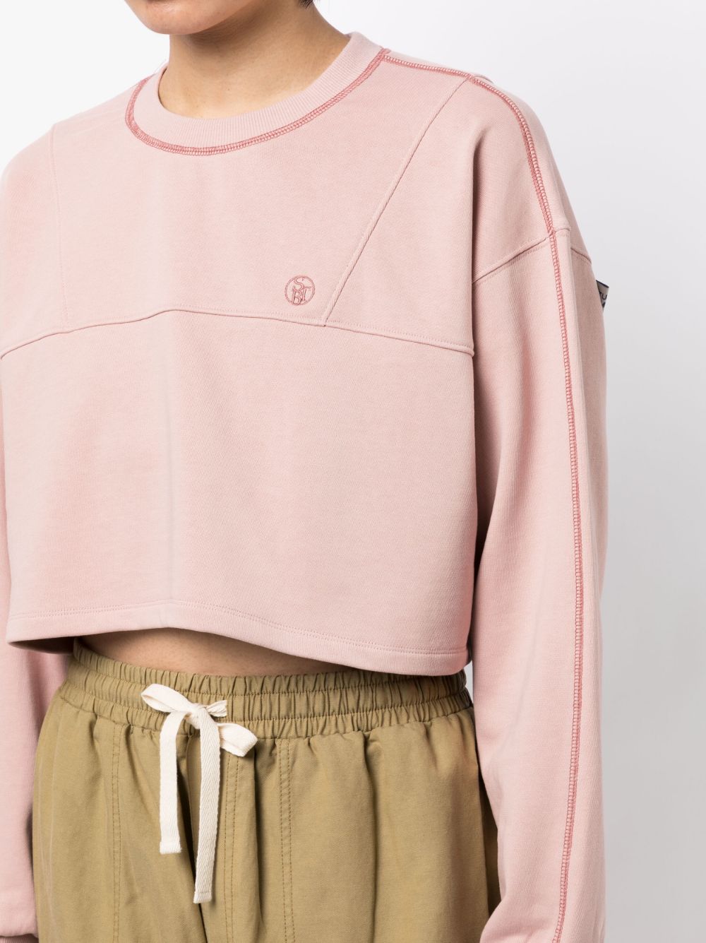 Shop Studio Tomboy Seam-detail Cropped Sweatshirt In Pink