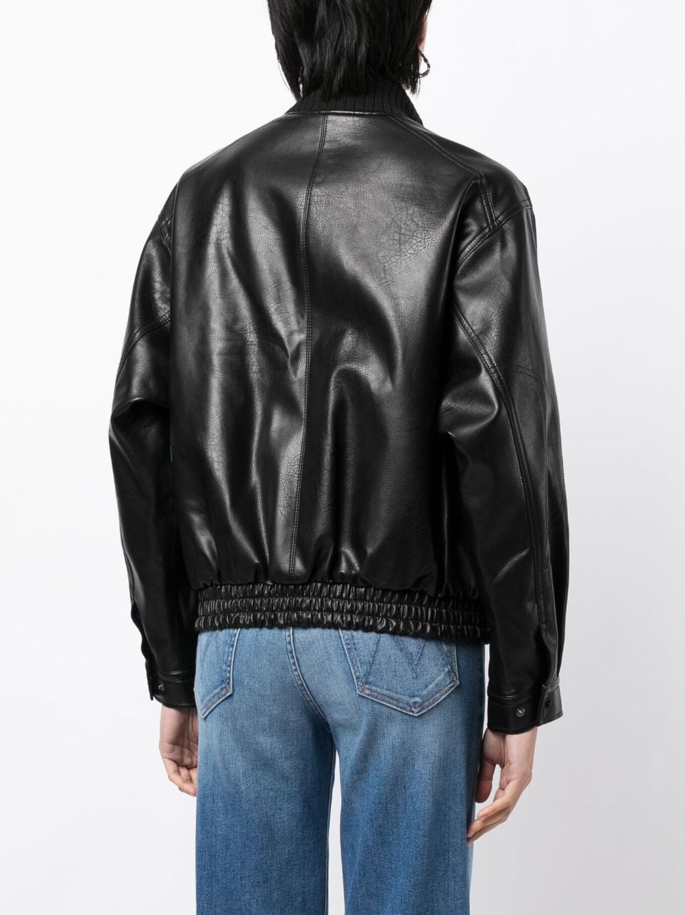 Shop Studio Tomboy Faux-leather Baseball Blouson Jacket In Black