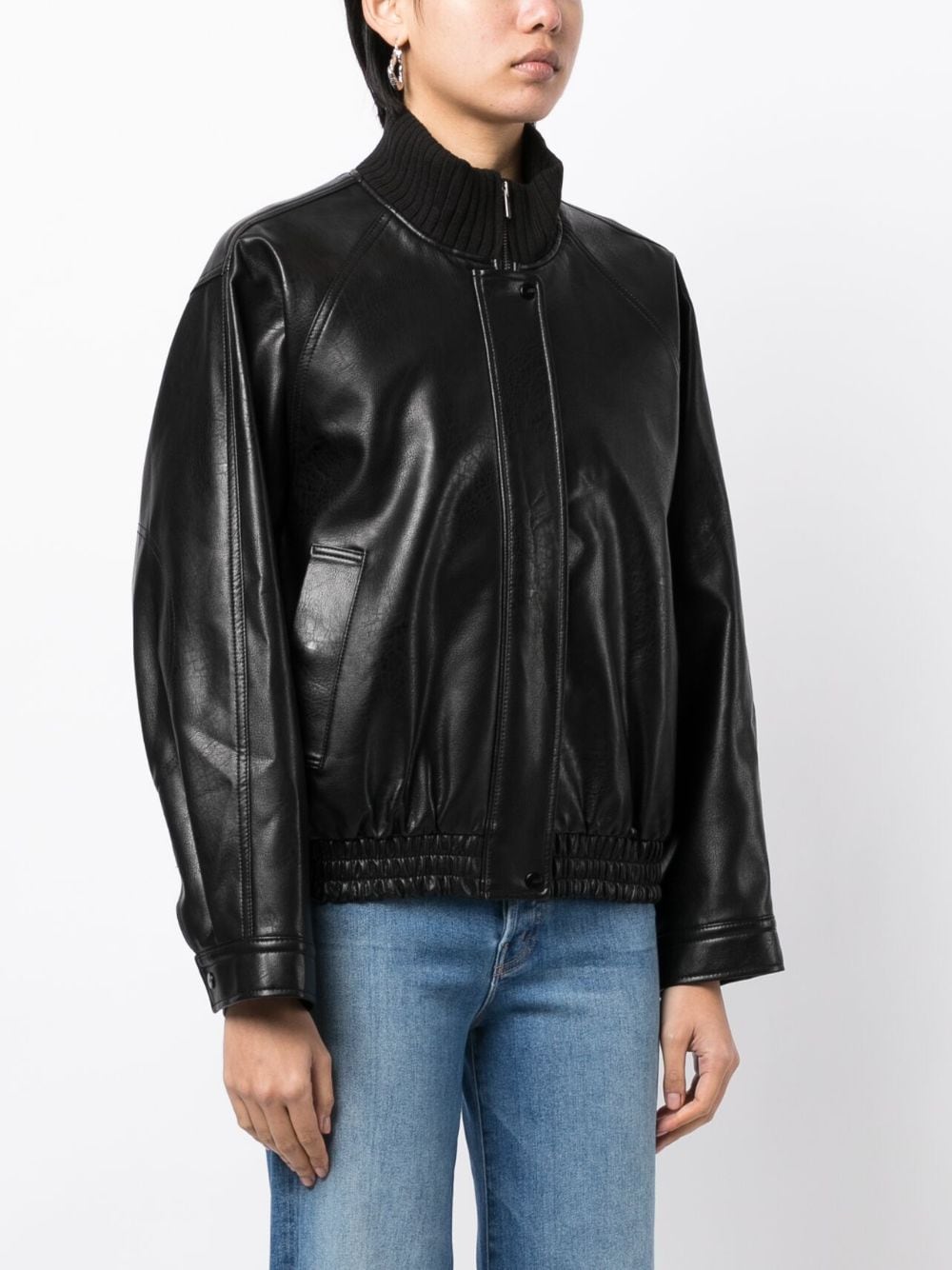 Shop Studio Tomboy Faux-leather Baseball Blouson Jacket In Black