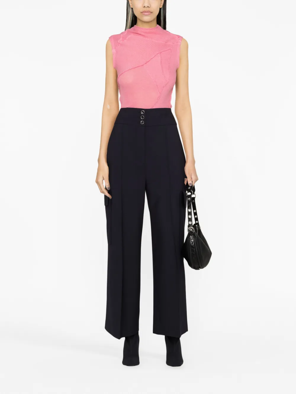 MSGM wide-leg wool-blend trousers - Blauw