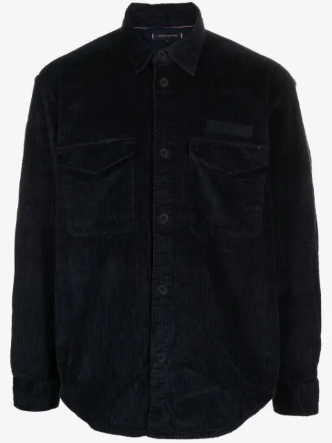 Tommy Hilfiger rubberised-logo corduroy overshirt