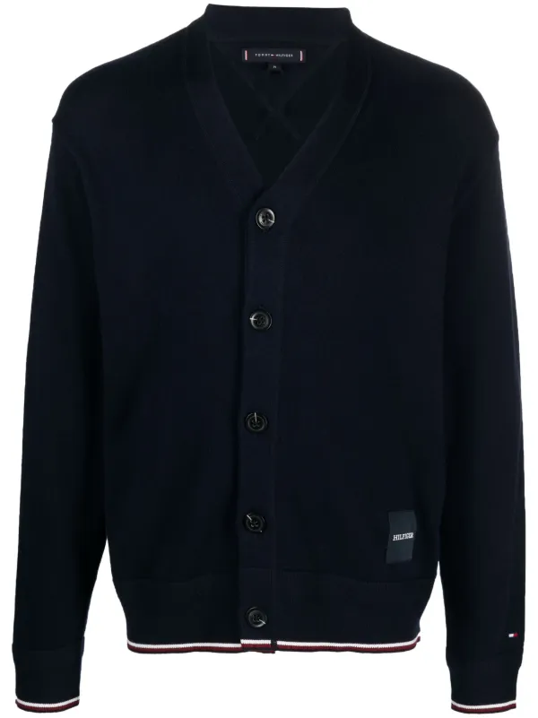 Tommy Hilfiger logo patch V neck Cardigan Farfetch