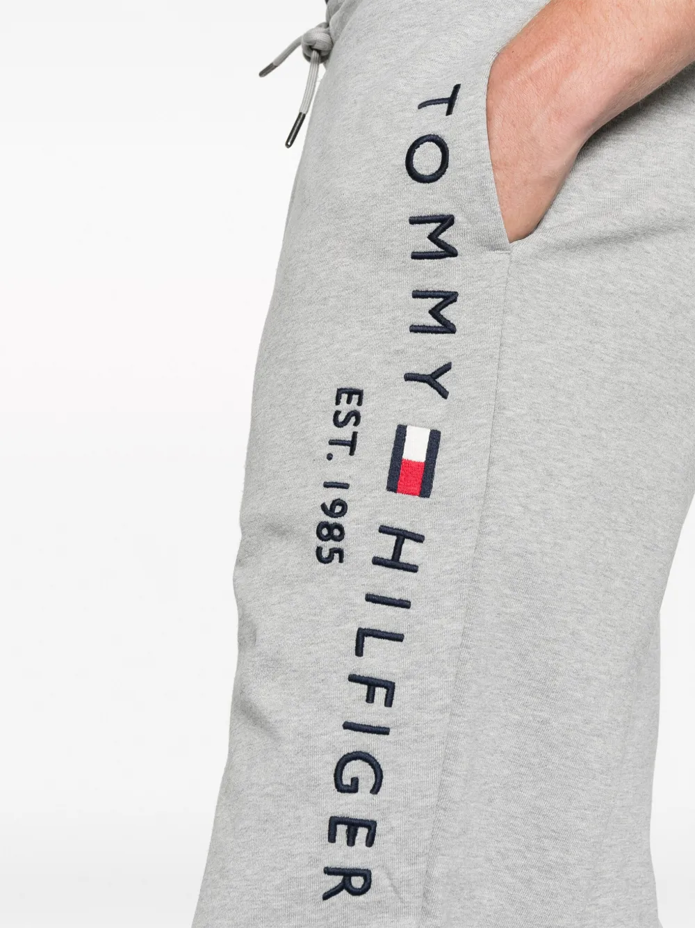 Shop Tommy Hilfiger Logo-print Tapered Track Pants In Grey