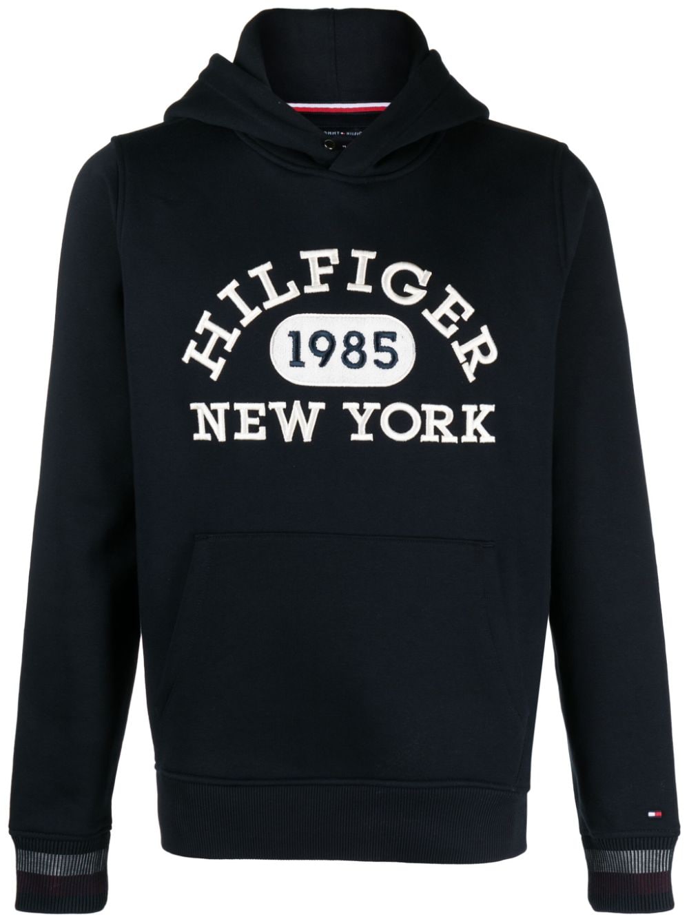 Tommy Hilfiger Embroidered-logo Cotton Hoodie In Blue