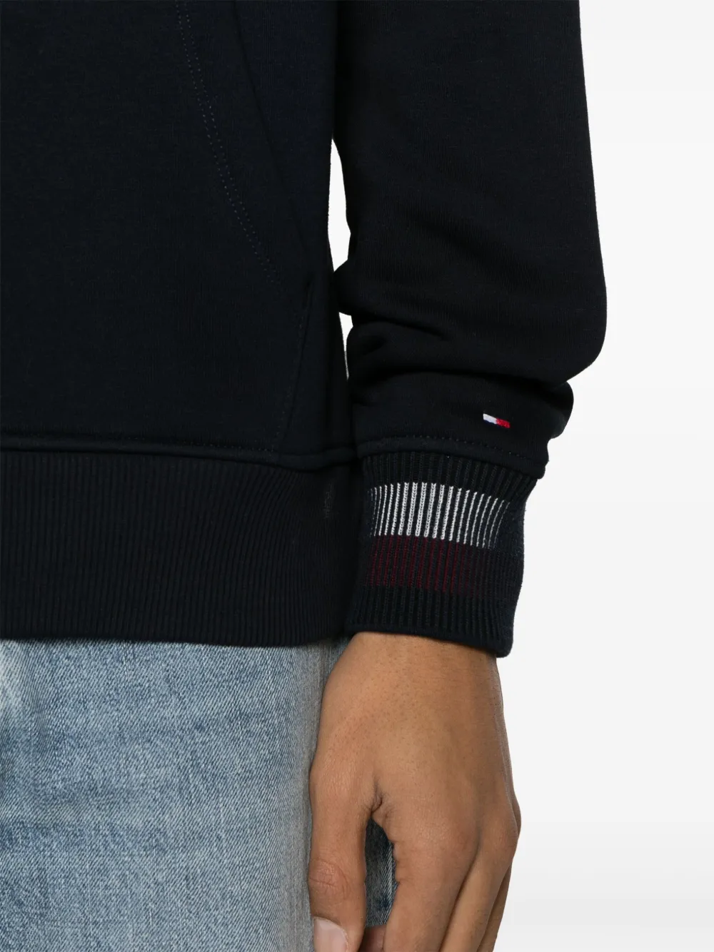 Tommy Hilfiger Embroidered-logo Cotton Hoodie In Blue