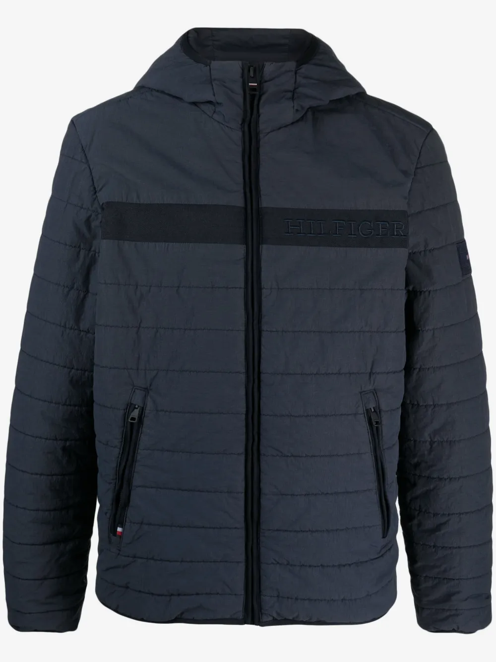 Tommy Hilfiger logo-embroidered padded hooded jacket | Blue | Image 1