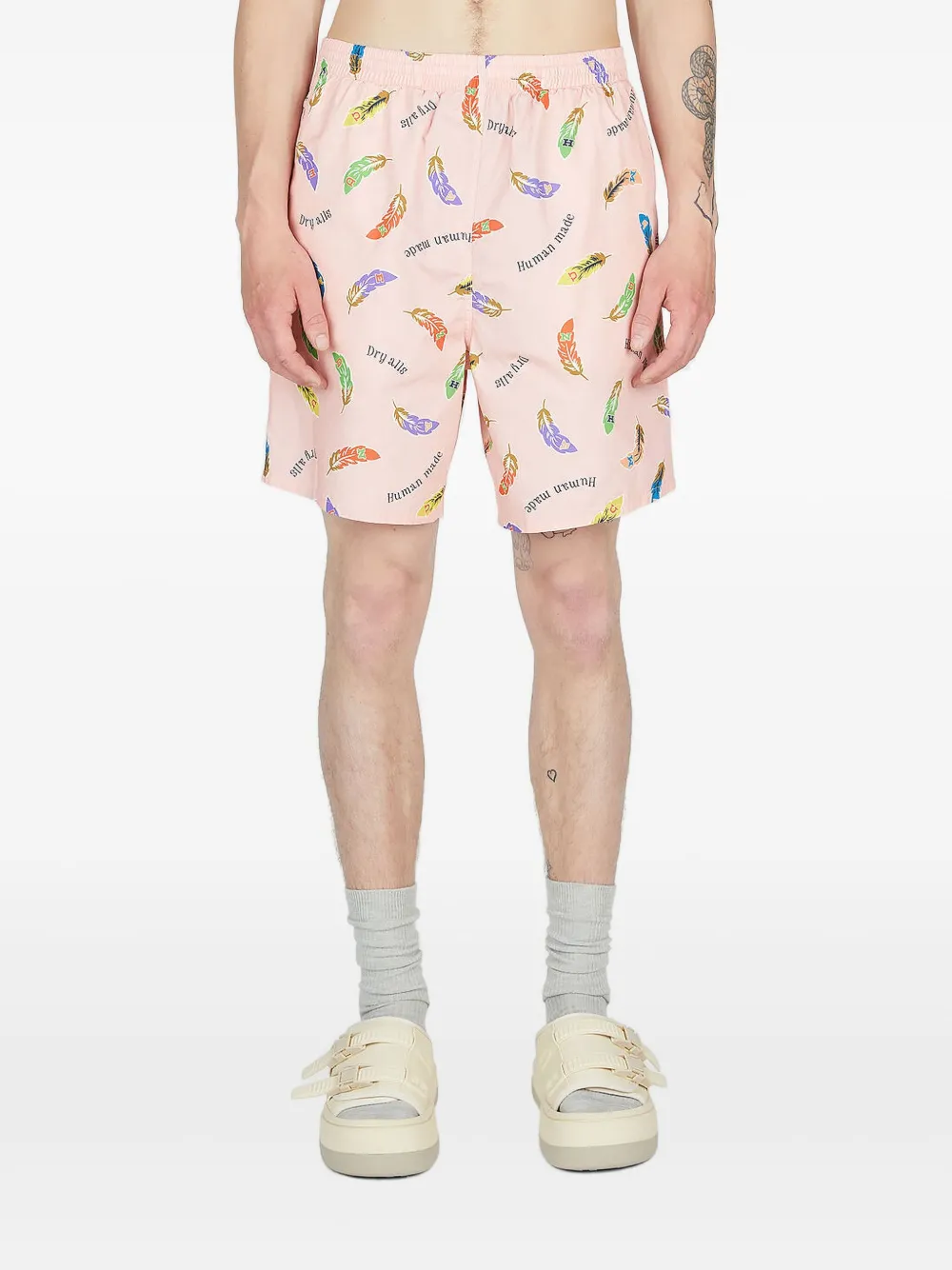 Human Made Feather Print Shorts In Pink