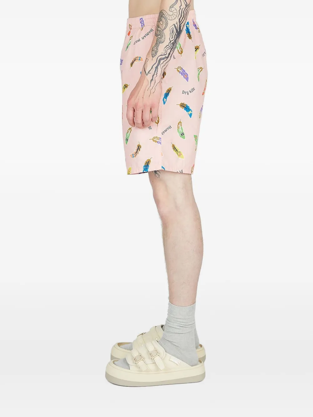 Human Made Feather Print Shorts In Pink