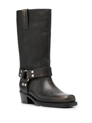 ブーツその他 PARIS TEXAS BOOTS (PX1159XVP03 RHUM) Knee-high boots in smooth black leather - Paris Texas