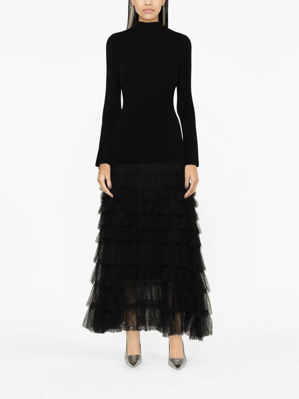 TWINSET Tulle Maxi Dress | Black | FARFETCH UK