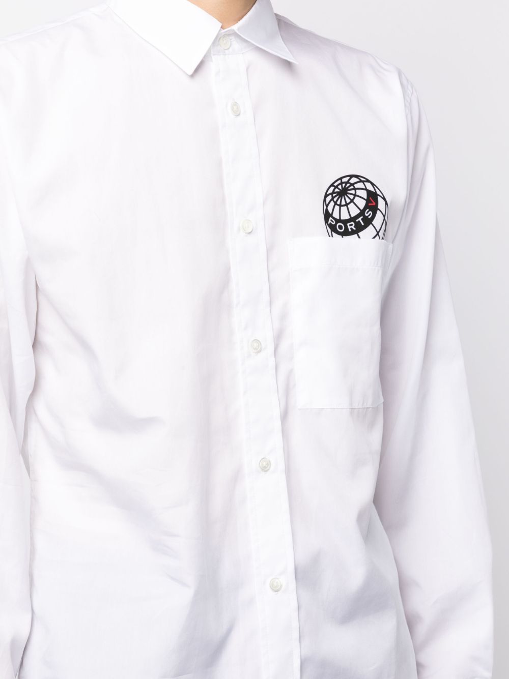 Shop Ports V Logo-print Cotton Shirt In White