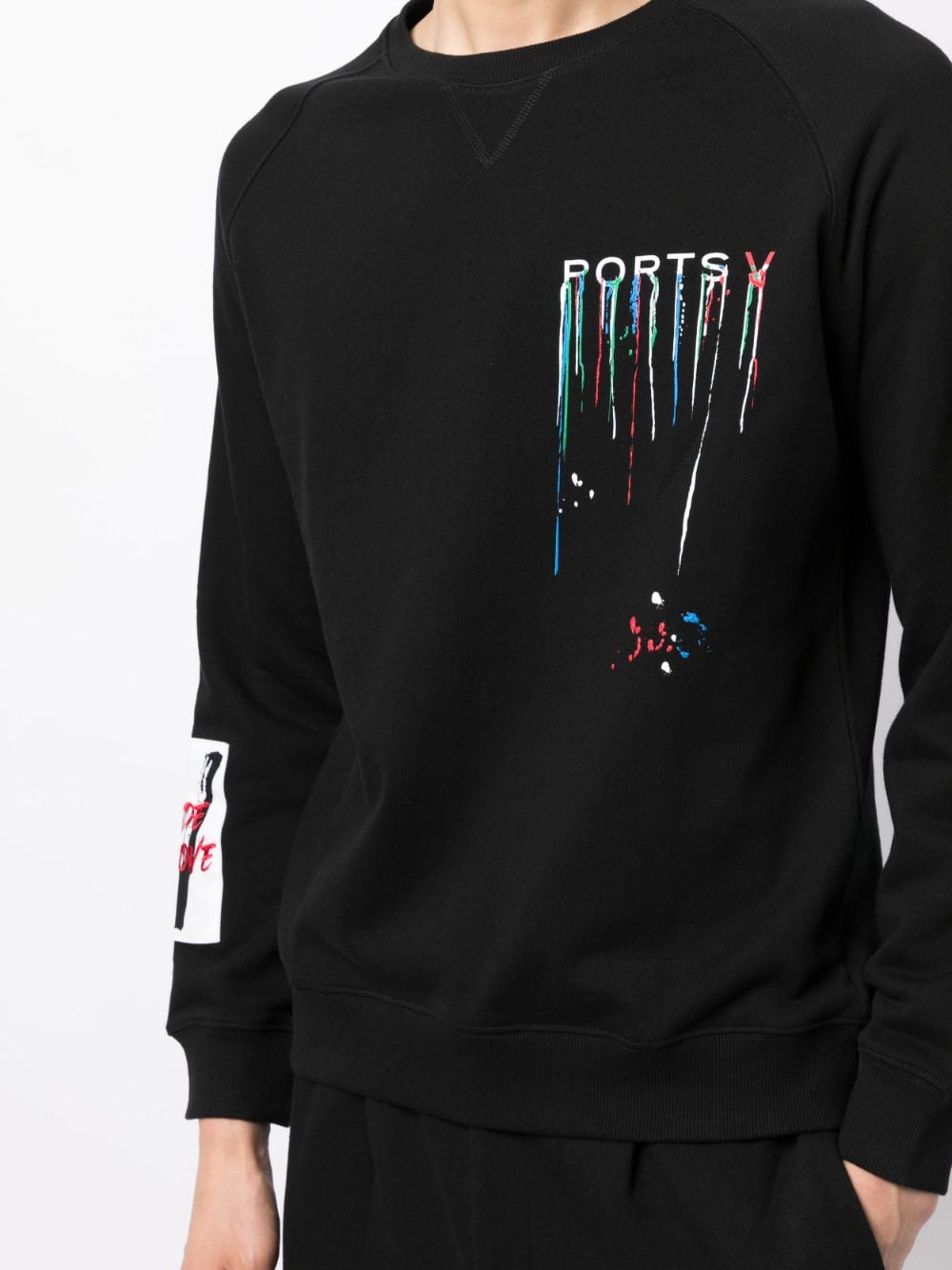 Shop Ports V Logo-print Paint-splatter Sweatshirt In Black