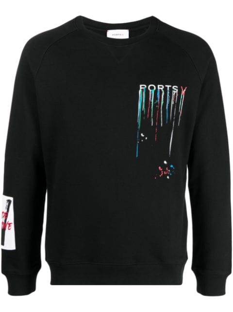 Ports V logo-print paint-splatter sweatshirt 