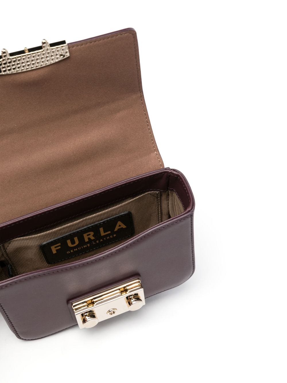 Shop Furla Mini Metropolis Leather Crossbody Bag In Purple