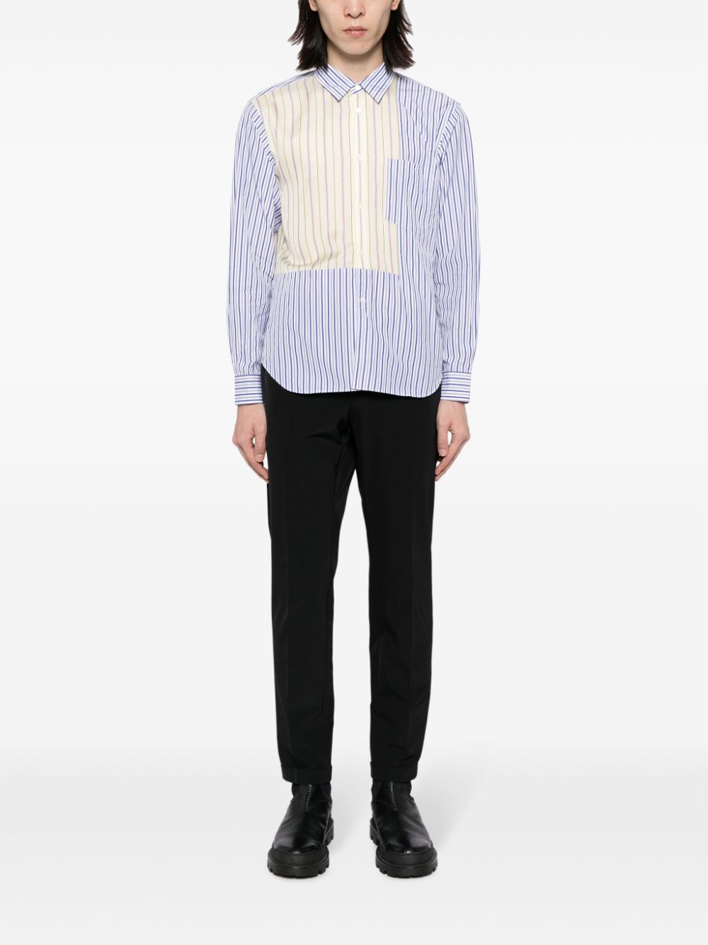 Comme Des Garçons Homme Deux contrasting-panel detailed cotton shirt - Veelkleurig