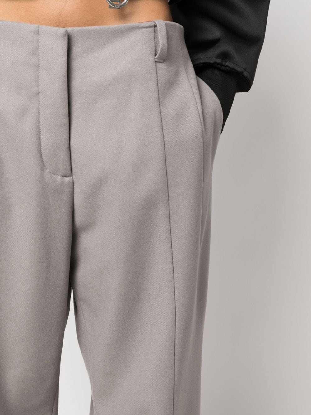 Shop Calvin Klein Low-rise Wide-leg Tailored Trousers In Grey