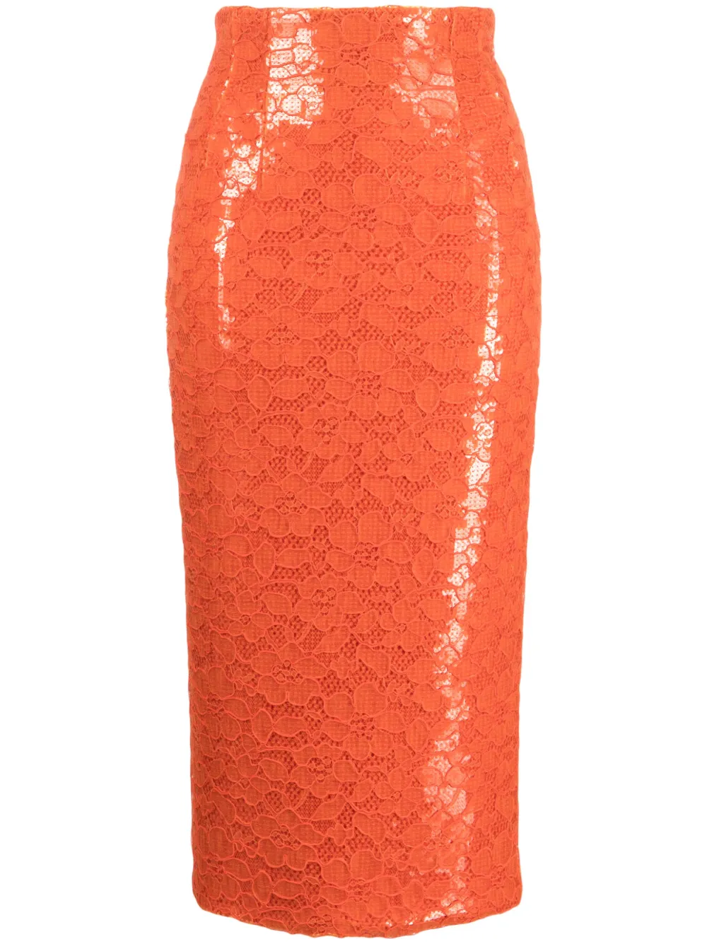 LAQUAN SMITH SEQUINNED-CRÊPE AND CORDED LACE SKIRT