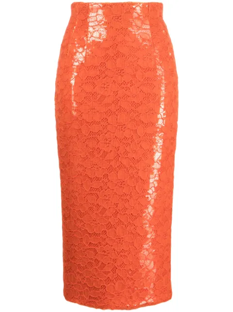 LaQuan Smith sequinned-crêpe and corded lace skirt