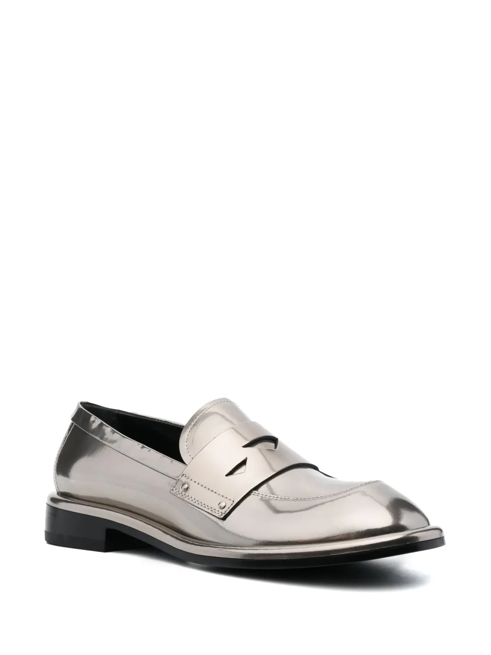 AGL metallic-finish leather loafers - Grijs