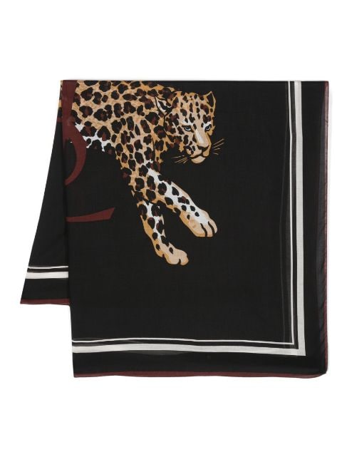 Saint Laurent leopard-print frayed scarf
