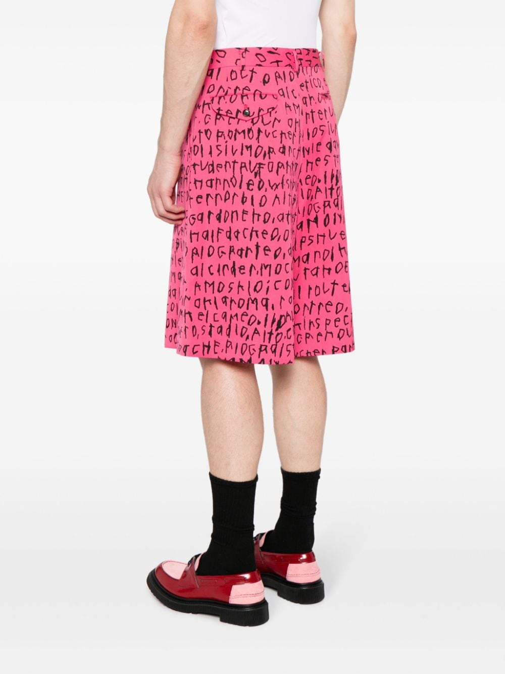 Shop Comme Des Garçons Homme Deux Graphic-print Wool Shorts In Pink