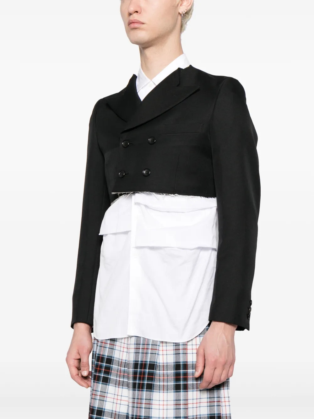 Comme Des Garçons Homme Deux Double-breasted Cropped Blazer In Black