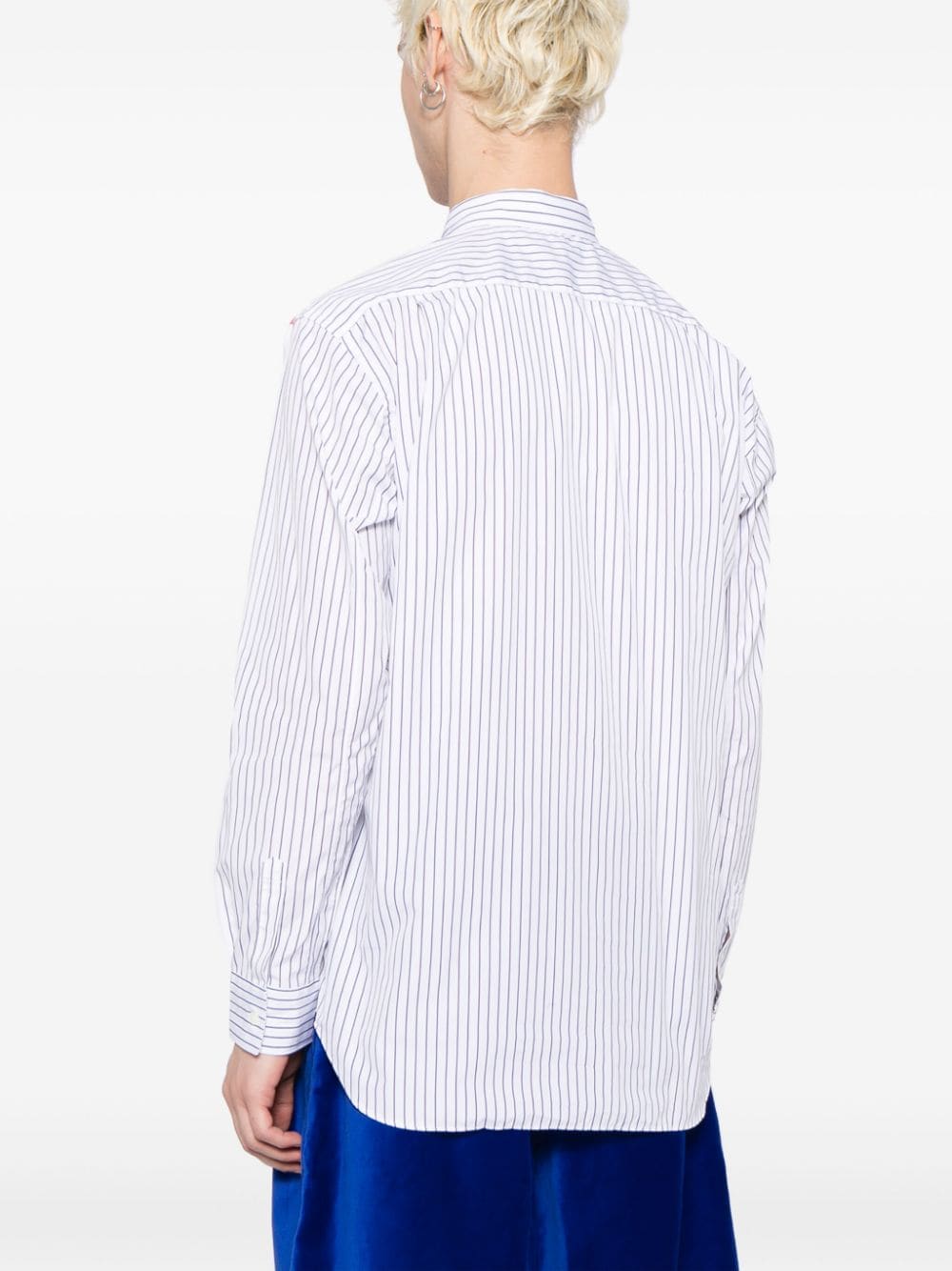 Shop Comme Des Garçons Shirt Colour-block Striped Cotton Shirt In Multicolour