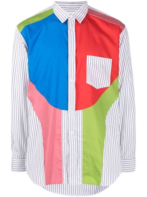 Comme Des Garçons Shirt camisa con diseño color block y motivo de rayas