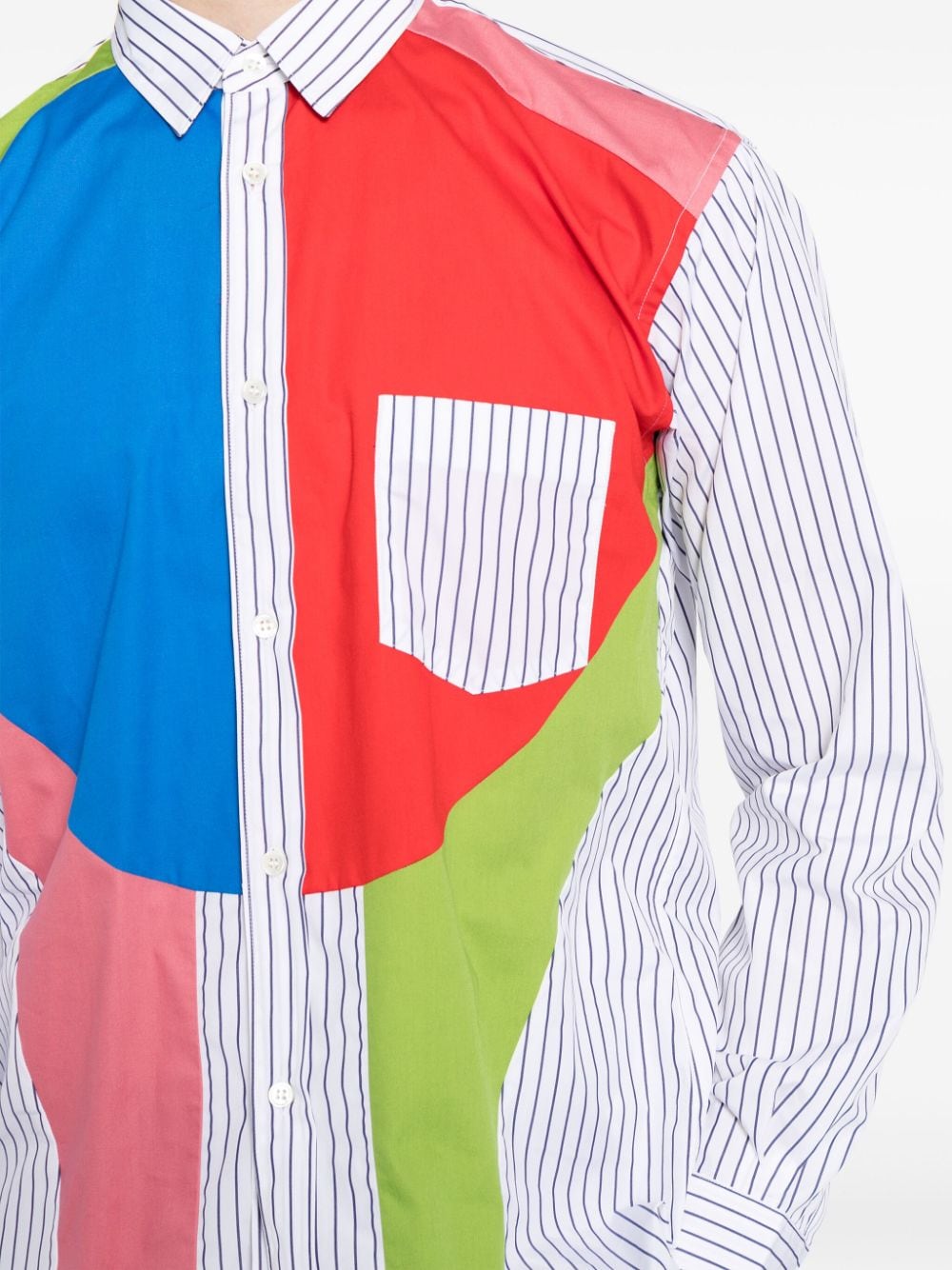 Shop Comme Des Garçons Shirt Colour-block Striped Cotton Shirt In Multicolour