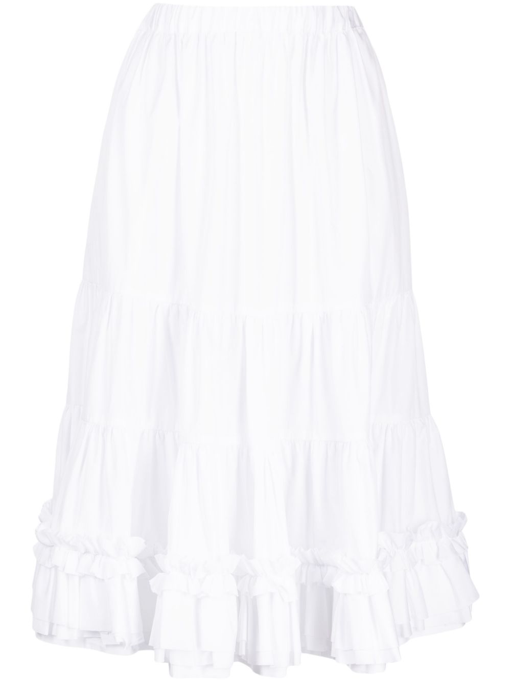 Comme Des Garçons Girl tiered cotton midi skirt - White