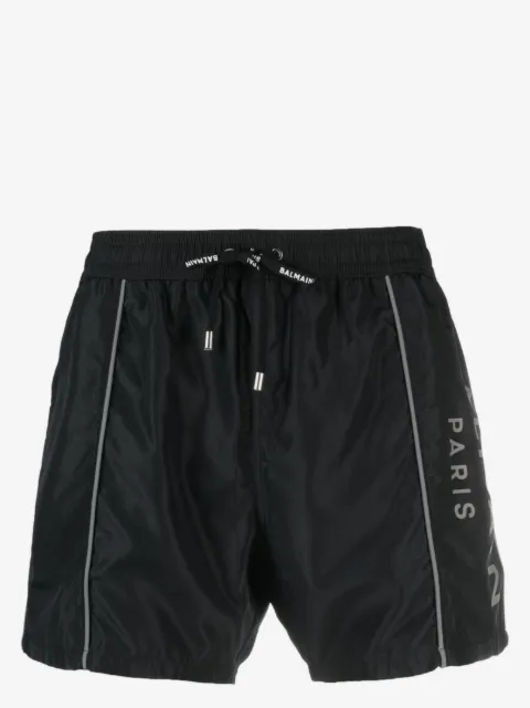 Balmain shorts de playa con logo estampado
