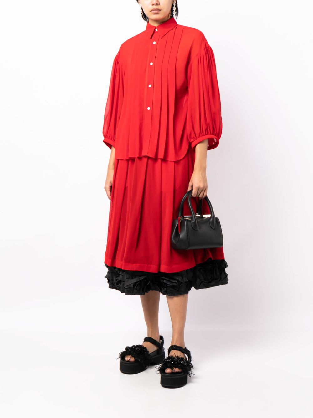 Comme Des Garçons Comme Des Garçons Blouse met gesmockt detail - Rood